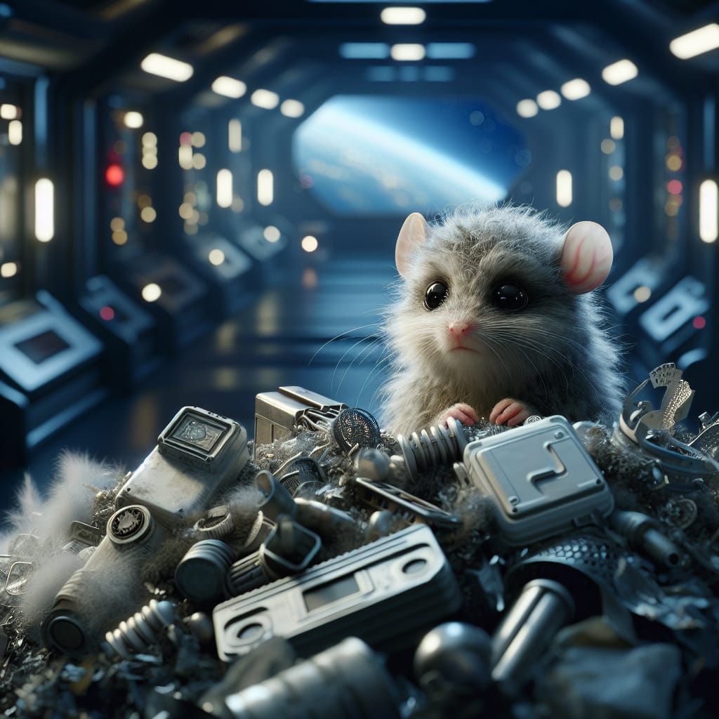 Futuristic Space Station Creature Peeks From Trash