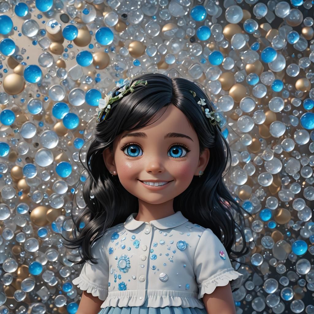 Smiling Girl Portrait in Detailed Digital Painting Style