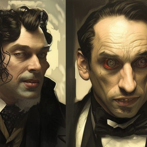 Dr. Jekyll and Mr. Hyde Portrait in Laboratory