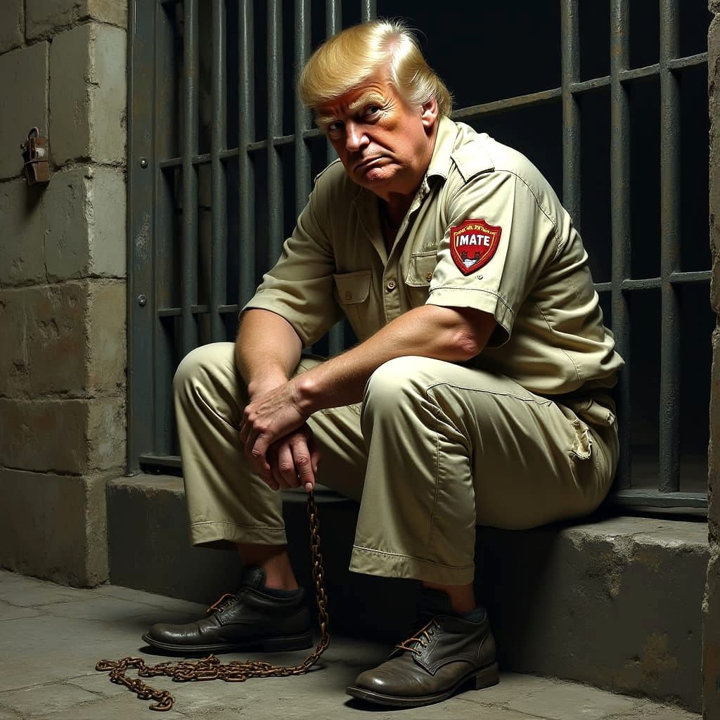 Former US President in Prison, Shackled by Chain