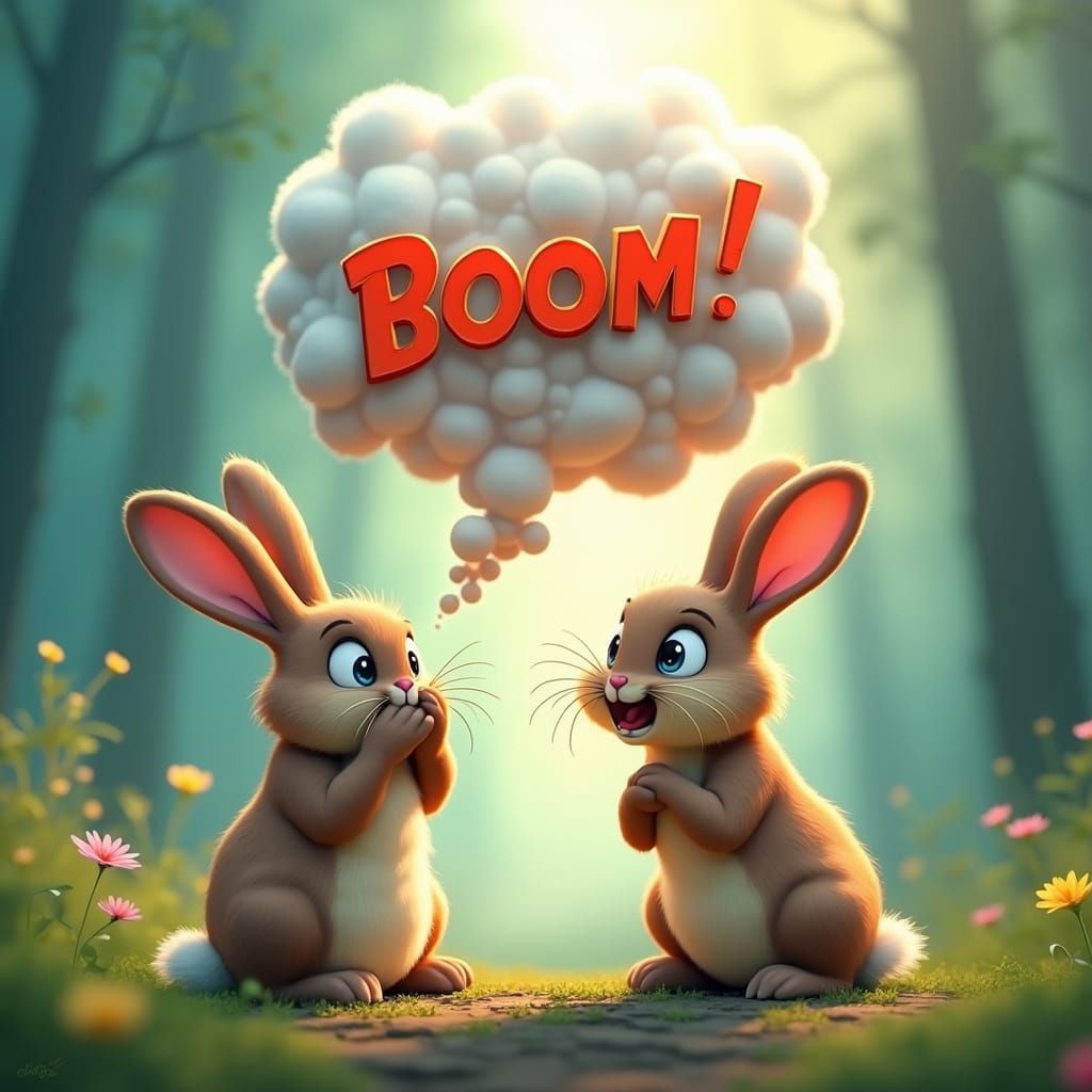 Comical Rabbits in Whimsical 3D Animated Forest
