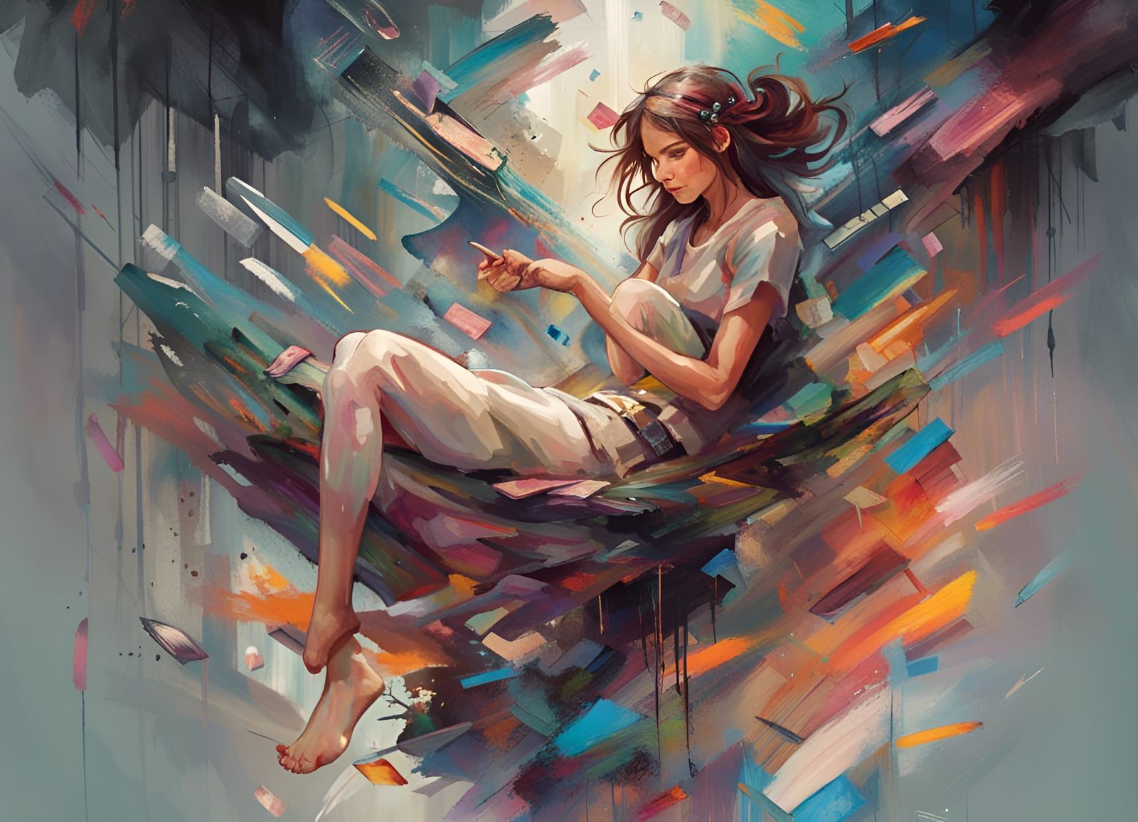 Woman in Death Costume: Mixed Media Digital Art