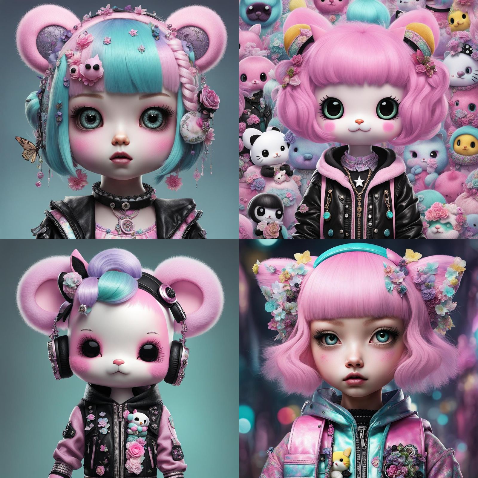 Sanrio Creature in Pastel Goth Collage