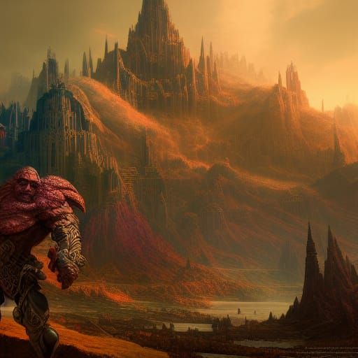 Powerful Man in Detailed Fantasy Concept Art