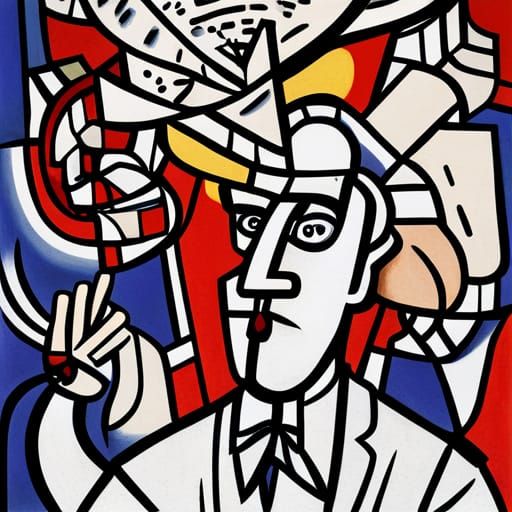 Exploding Head: Mad Scientist in Cubist Portrait
