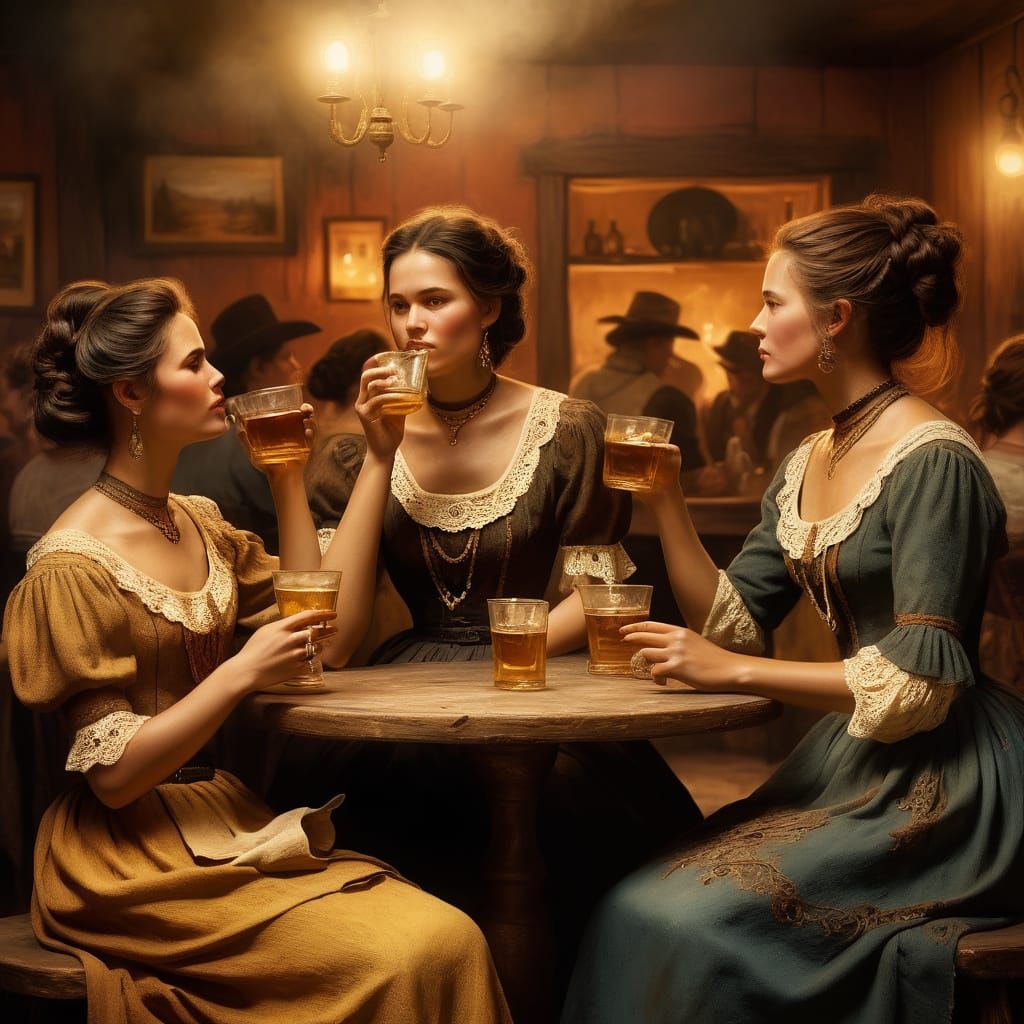 Western ladies in the saloon