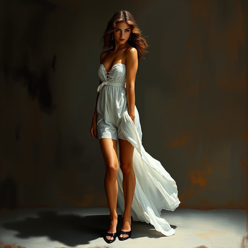 Figure Study in Classical Realism with Dramatic Lighting