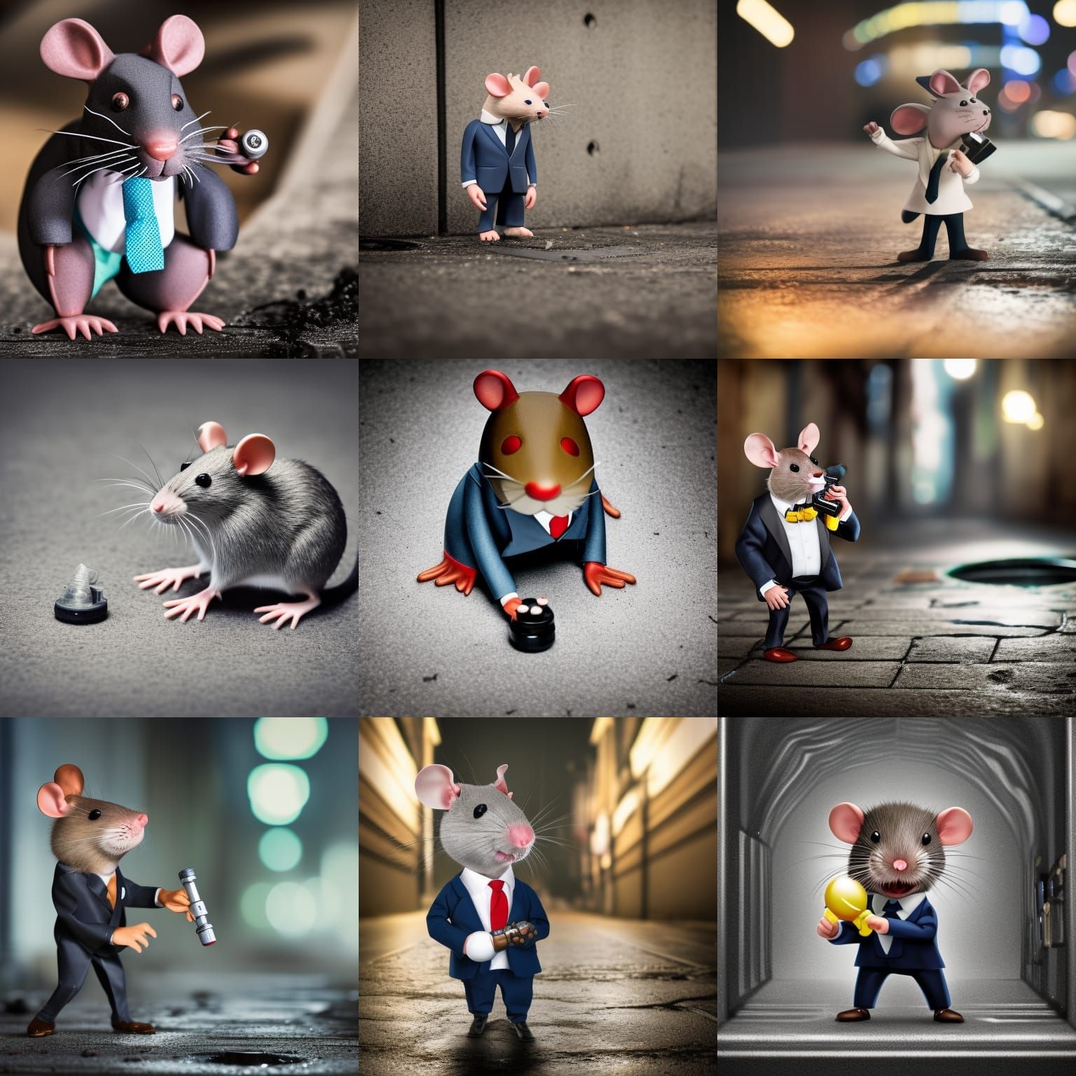 Cartoon Rat Mutant Gamer in Sewer, Professional Photography