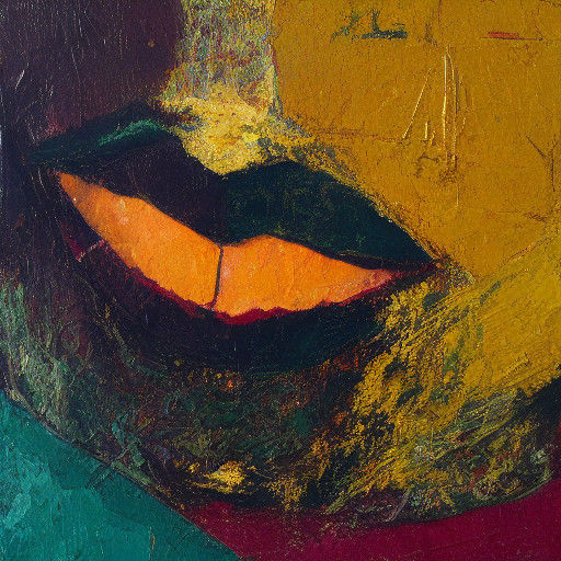 Woman's Face in Abstract Oil Painting with Geometric Texture...