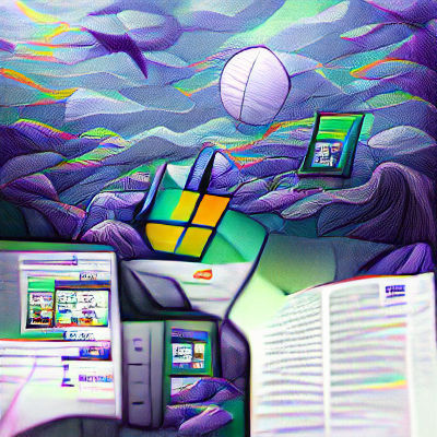 Surreal Windows 98 Dreamscape: A Digital Illustration