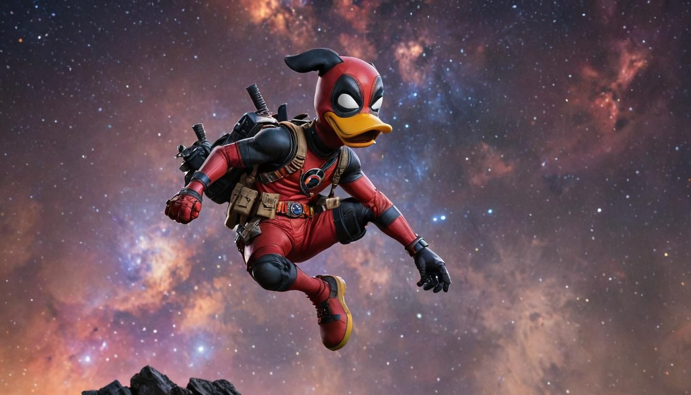 Donald Duck as Deadpool in Space