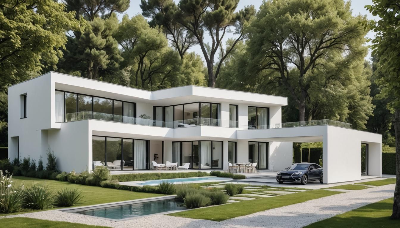 Modern Minimalist Villa in Garden Setting