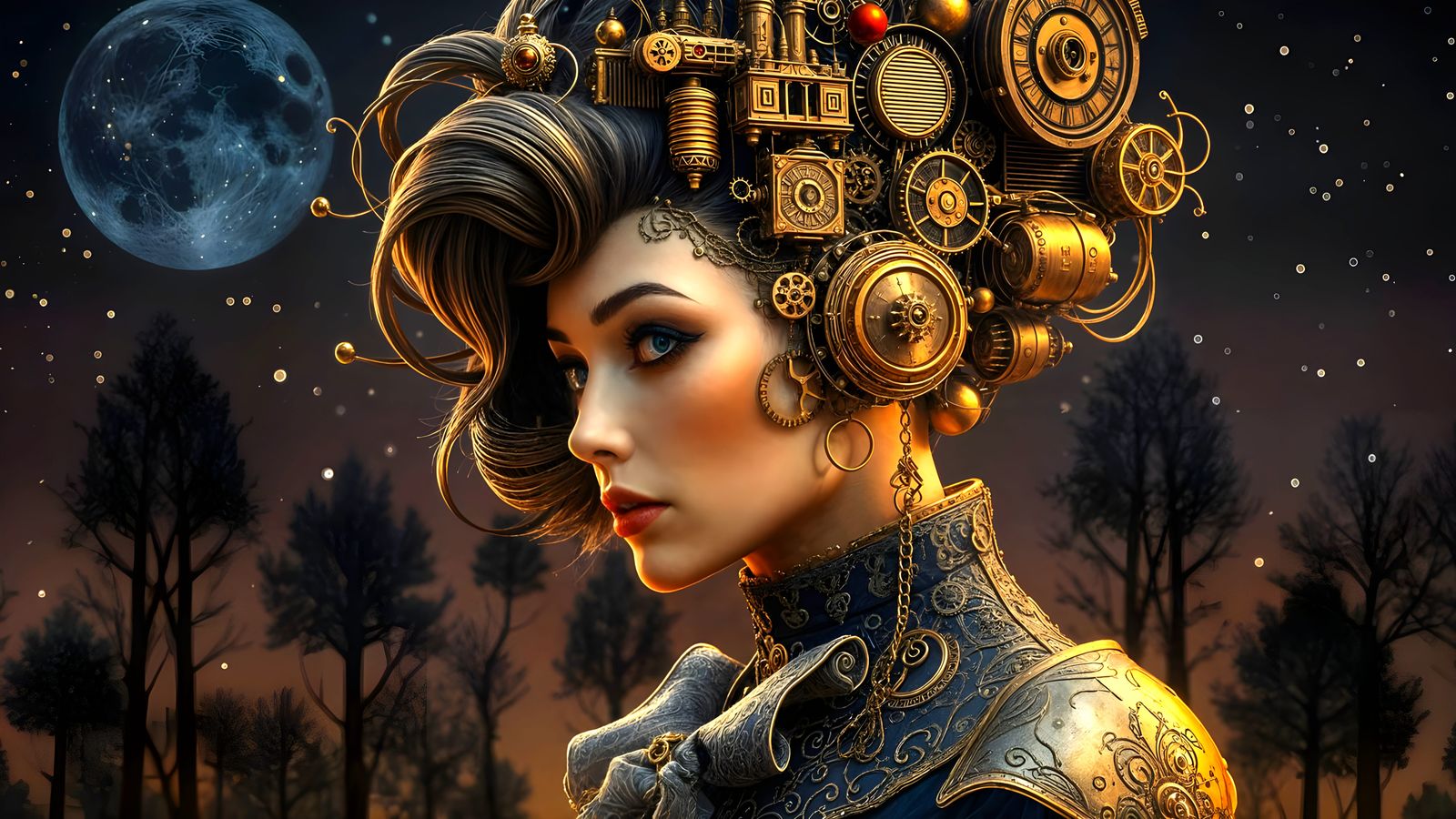 Steampunk Woman Wears Brilliant Christmas Hairpiece Amidst S...