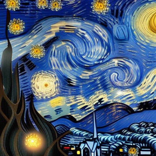 Starry Night Detailed Matte Painting with Dynamic Lighting