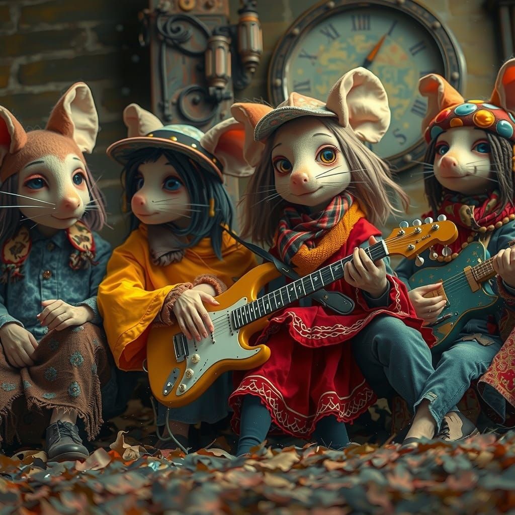 Laughing Disco Dancers in Expressionist Style