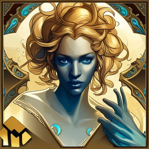 Ethereal Cross Portrait in Triadic Colors, Volumetric Lighti...