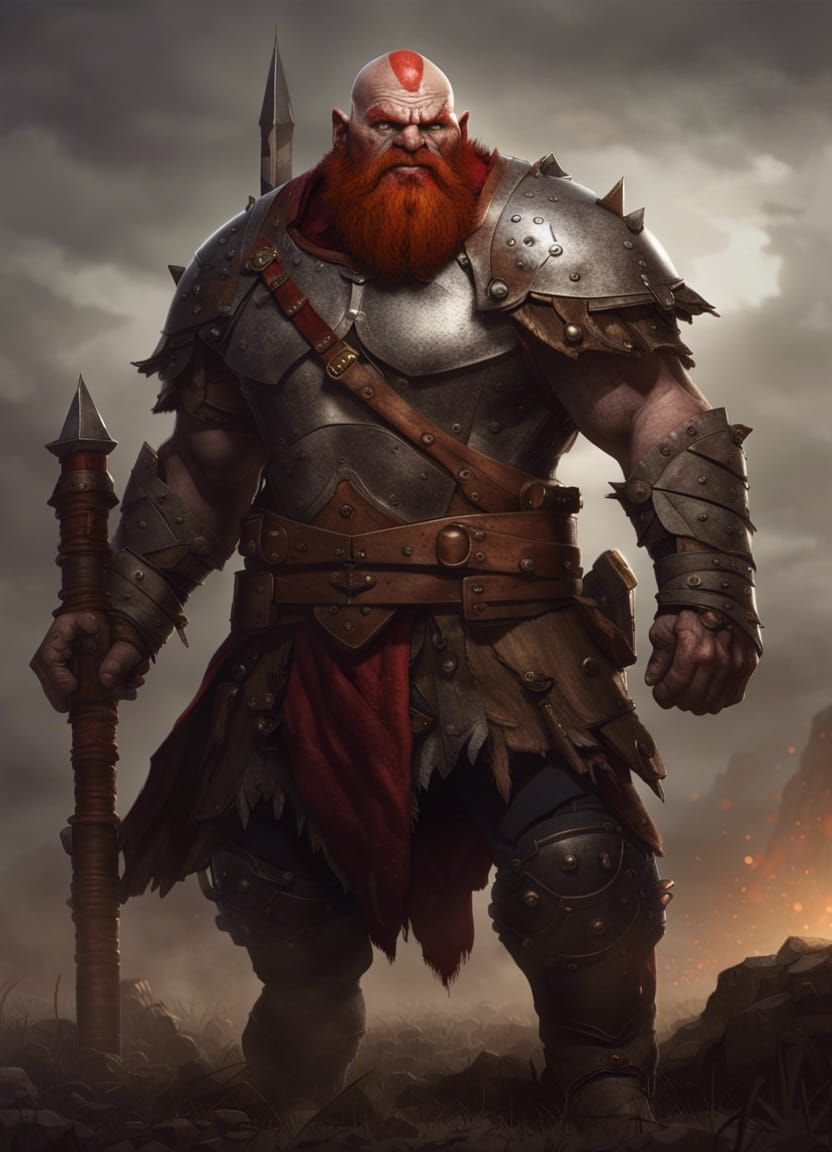 Ogre Warrior with Club in Dark Fantasy Style