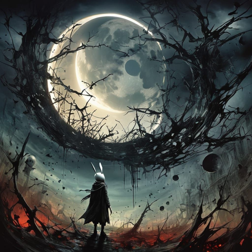 Macabre Eclipse in a Dark Dream Landscape