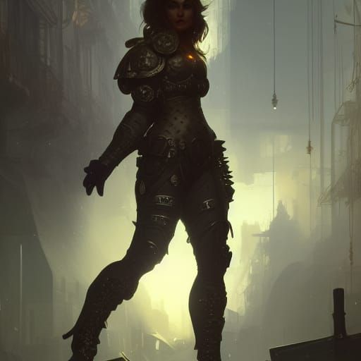 Armored Woman: Hyperdetailed Art Nouveau Concept Art