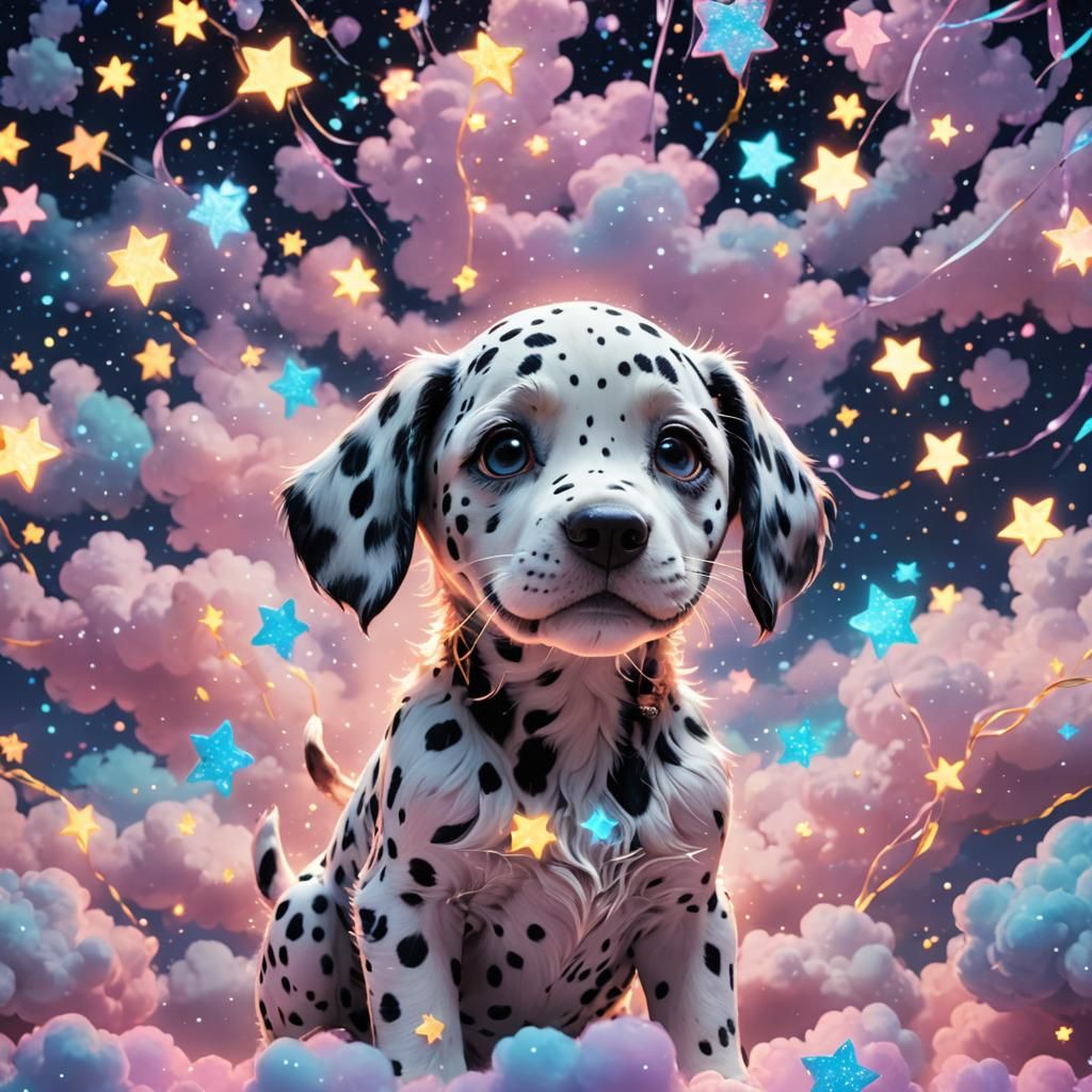 Sparkling Stars Trapped in Cute Dalmatian Puppy