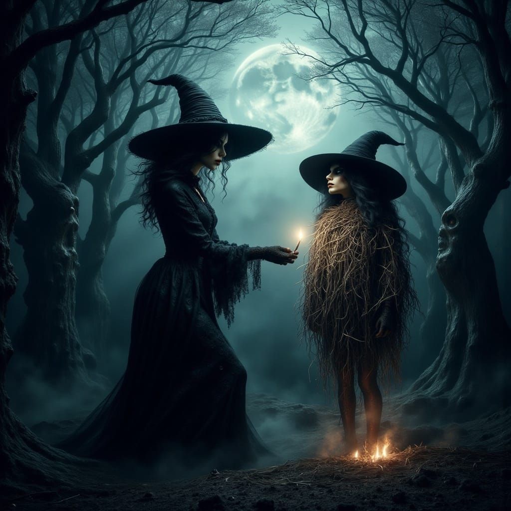 Wicked Witch Sets Scarecrow Ablaze: Dark Fantasy