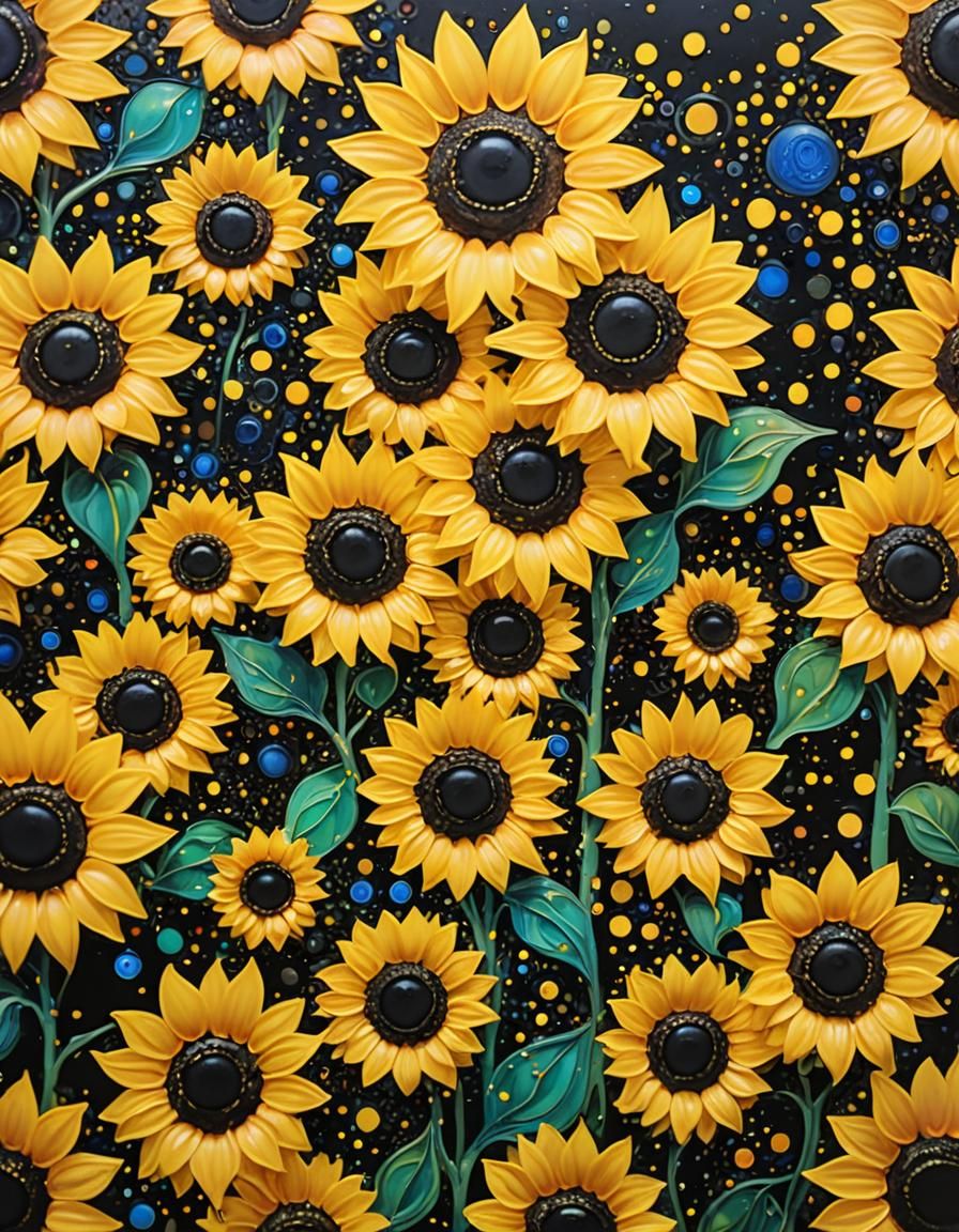 Sunflower Blooms Radiate Quantum Consciousness in Kusama Sty...