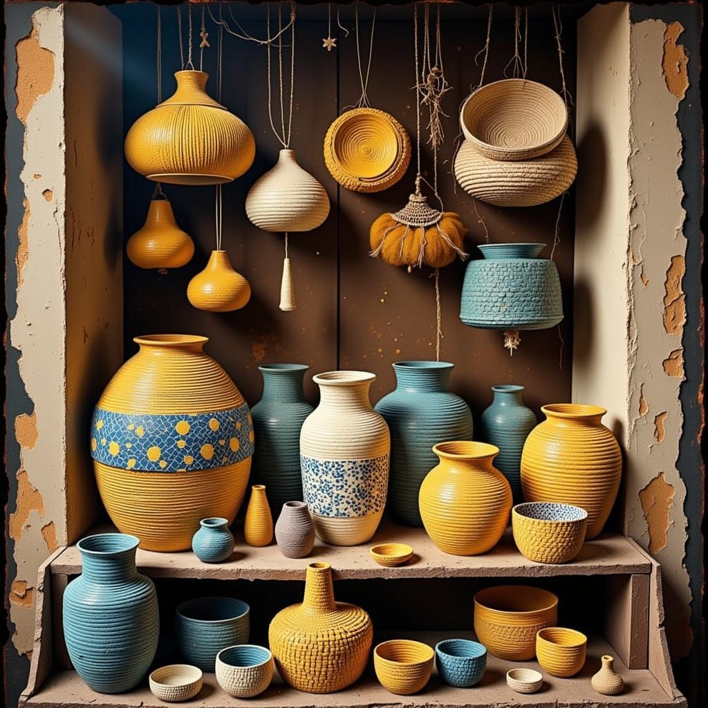 Vibrant African Fiber Artwork in Distressed Filter