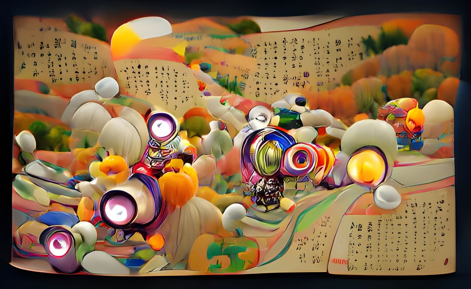 Kaleidoscopic Village Road at Twilight in Surreal Isometric ...
