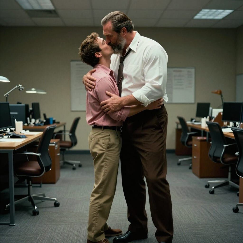 Love in the Office: A Cinematic Film Still