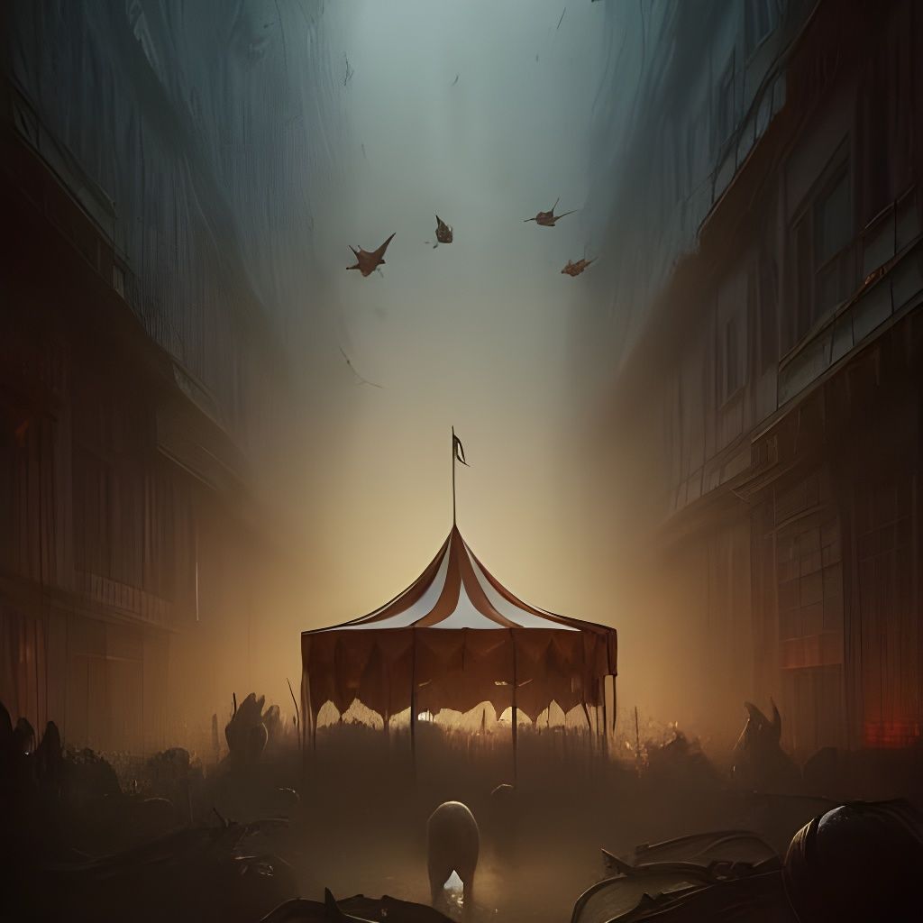 Dark Fantasy Circus with Sad Animals