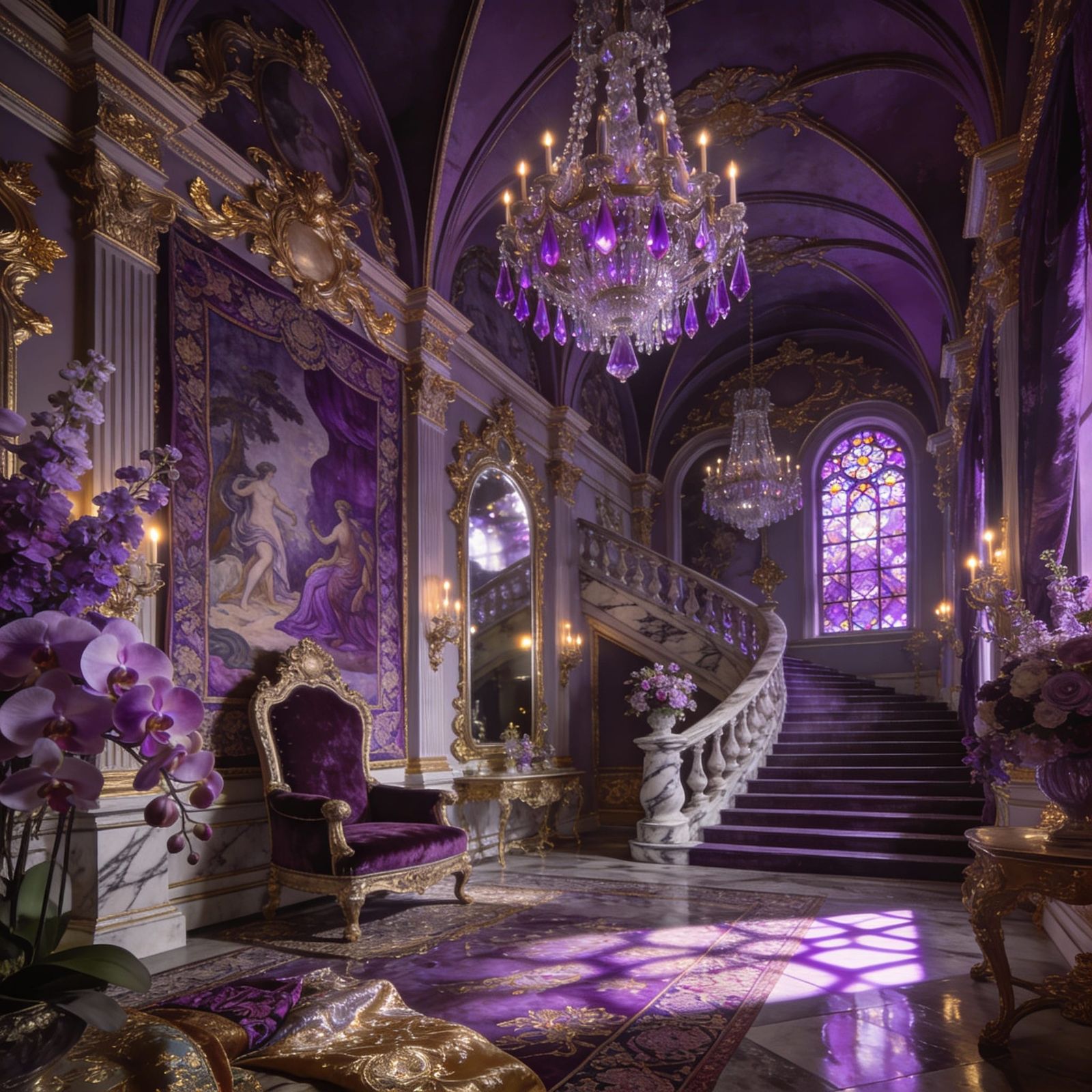 Baroque Opulence in Purple and Violet Hues