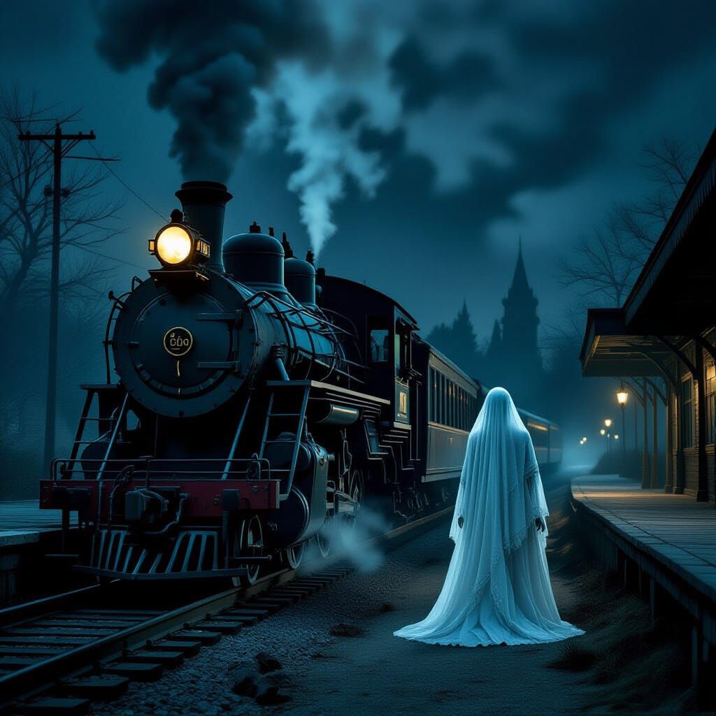 Ghost Train Arrives at Abandoned Station