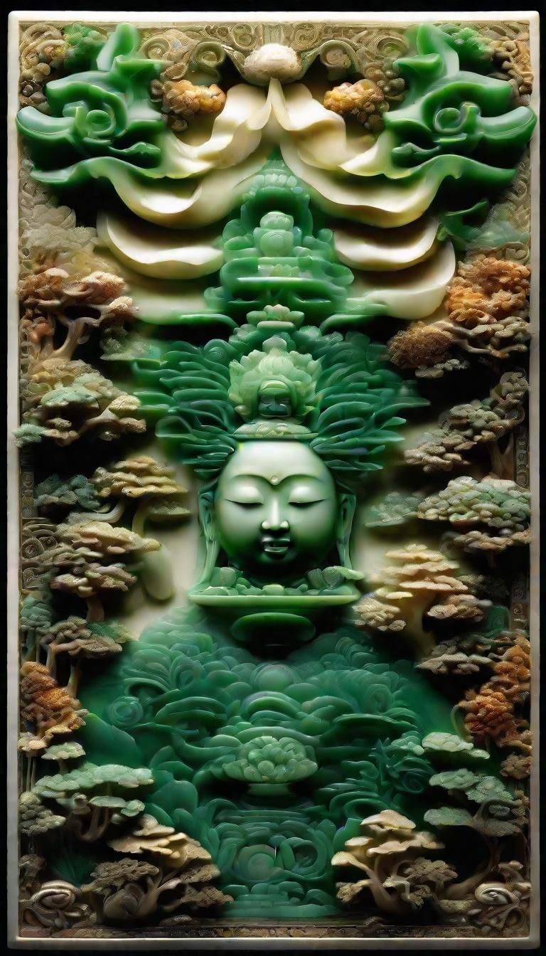 Opulent Asian Panel Depicting Enlightenment