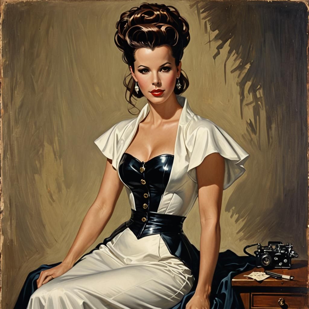 Kate Beckinsale as Classic Pin-Up Illustration