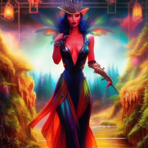 A beautiful fairy dressing up for a bit of time away from fairy duties