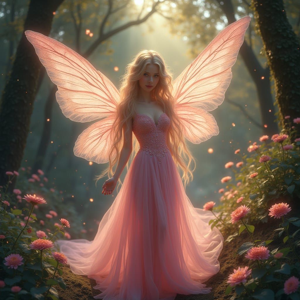 Airbrushed Illustration Pink Fairy