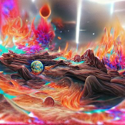 Burning Planet: Holographic Cosmic Illustration