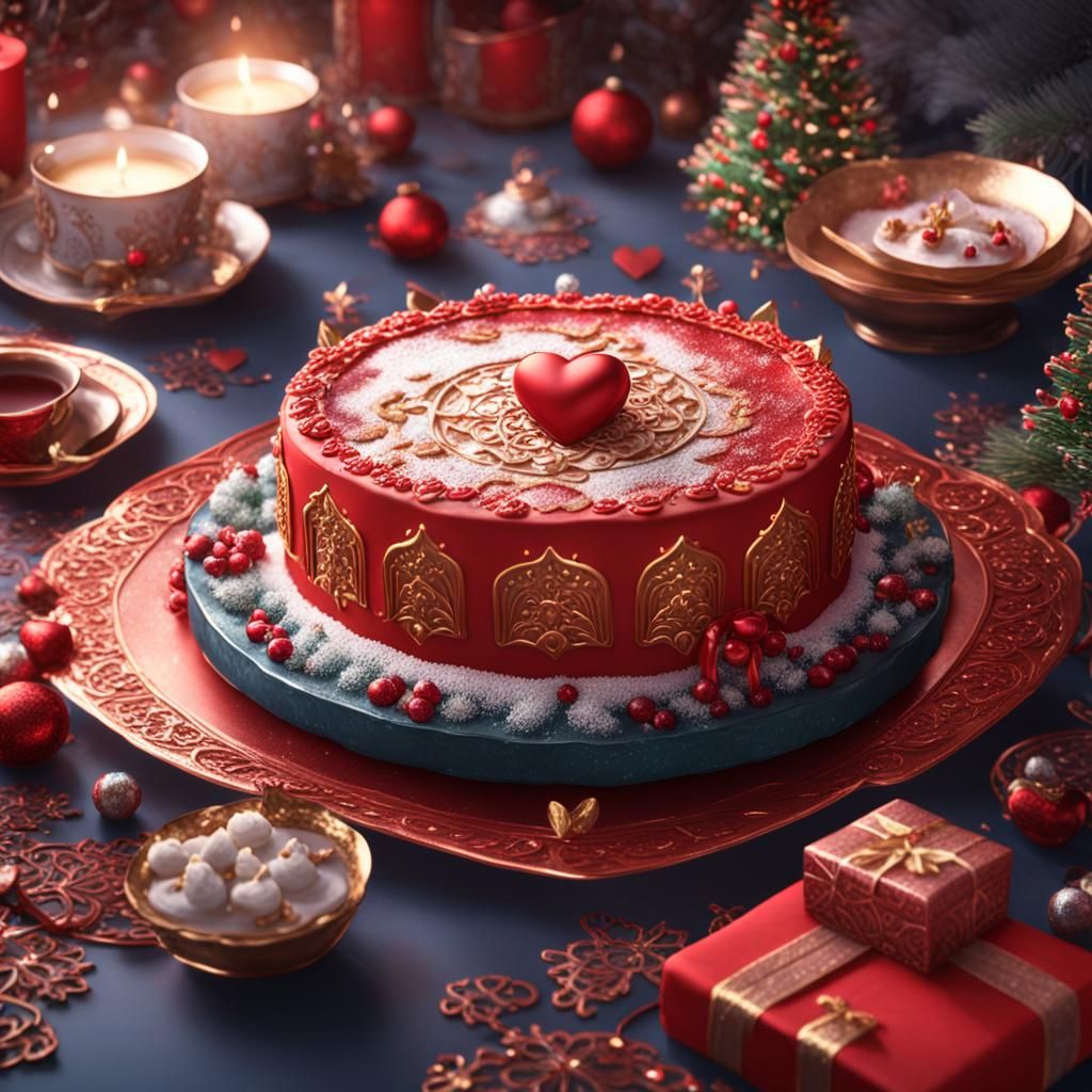 Oriental Christmas Dessert with Heart