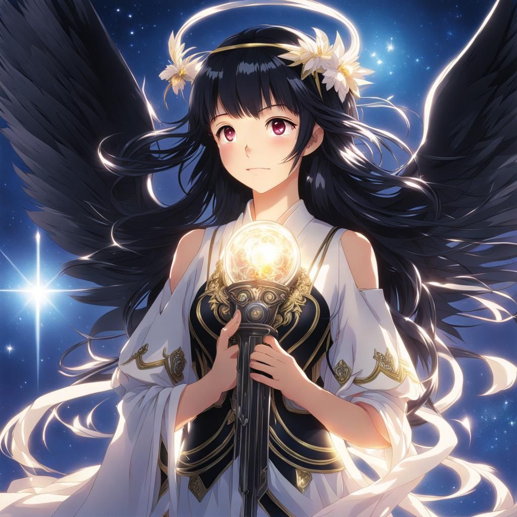 Radiant Angel Girl with Black Hair