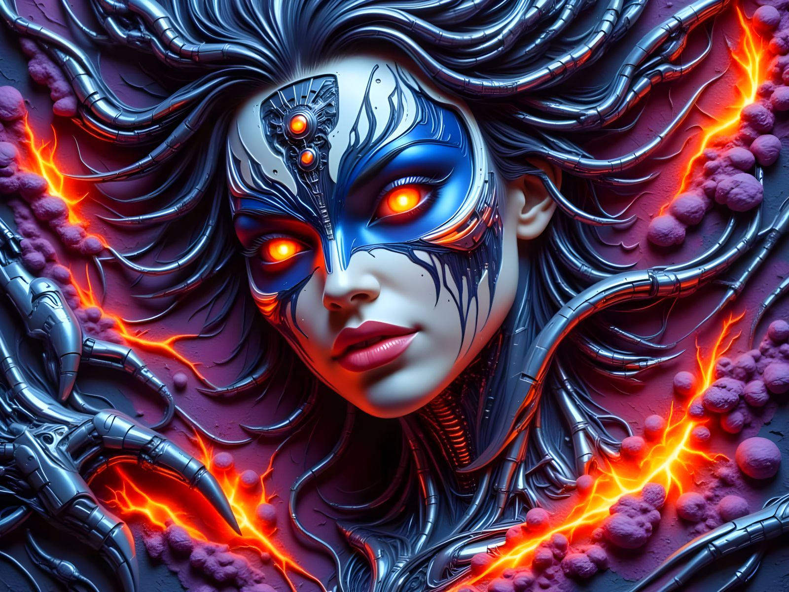 Cyborg in Dark, Gritty Dystopian Landscape