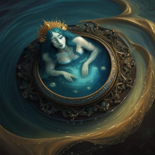 Ethereal Water Nymph in Klimt-Inspired Surrealism