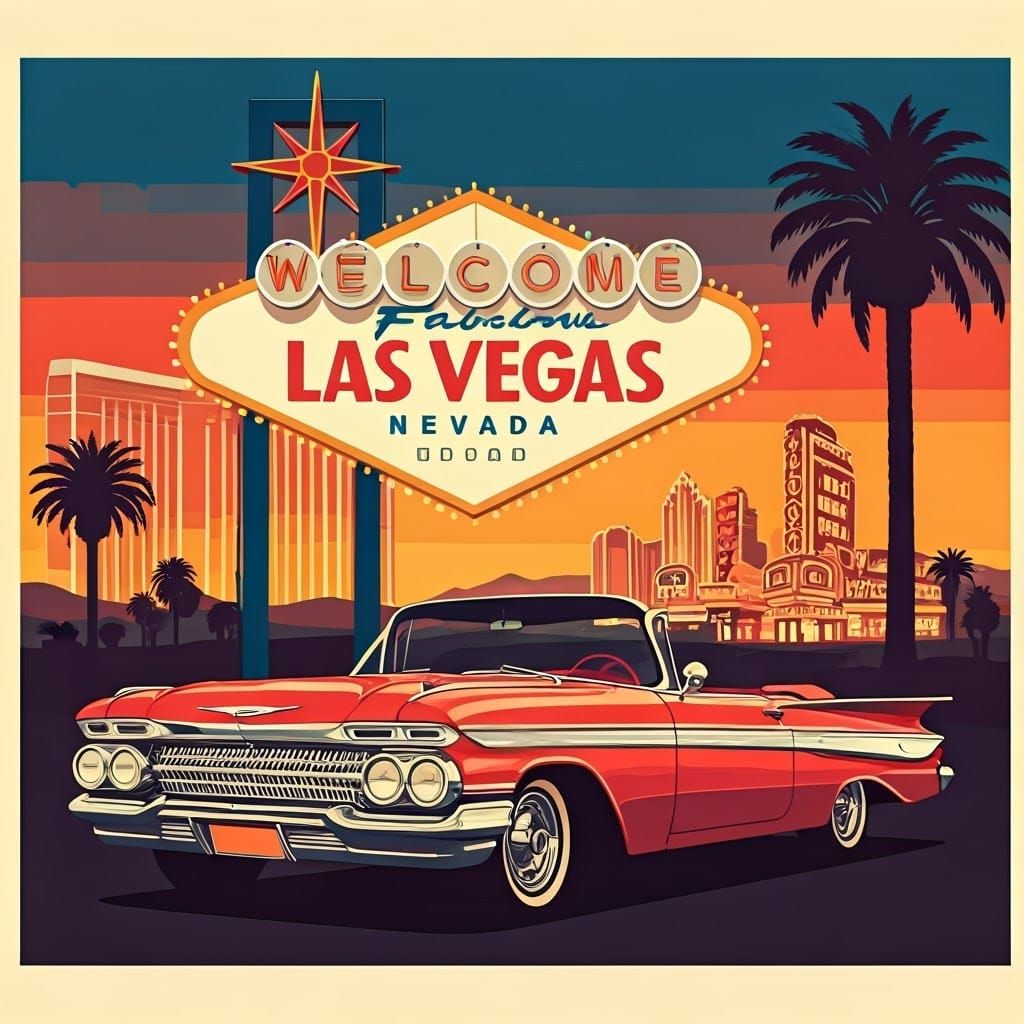 Las Vegas Travel Poster in Norman Saunders Style