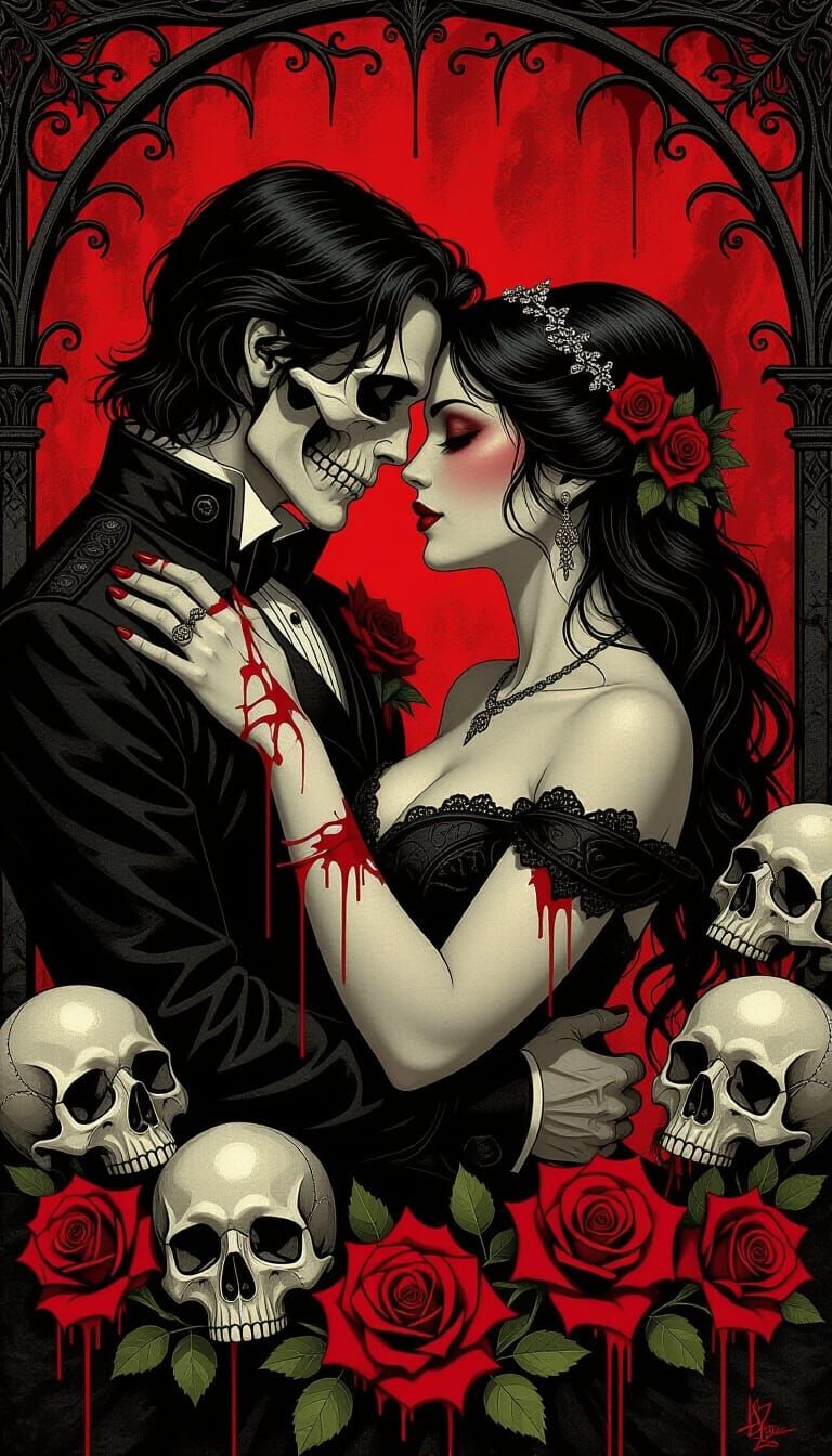 Gothic Lovers in Bloody Embrace