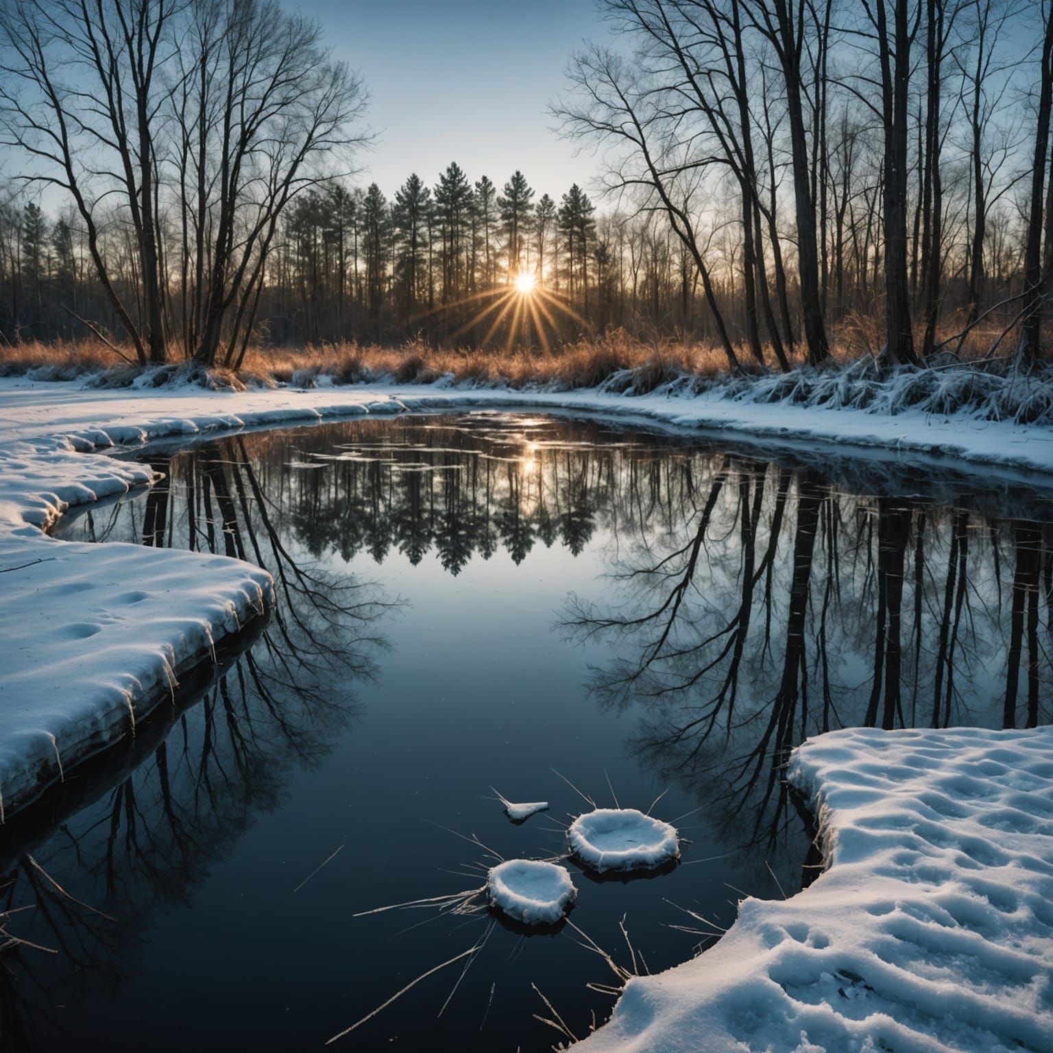 Cracking Ice Under Early Morning Light
