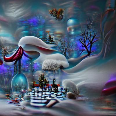 Alice in Winter Wonderland in Surreal Style