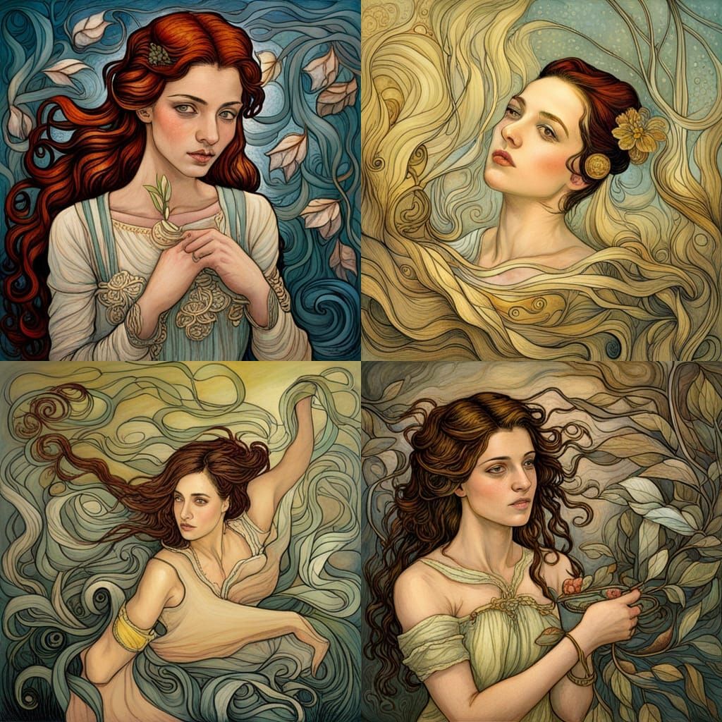 Ethereal Portrait in Watercolor Style