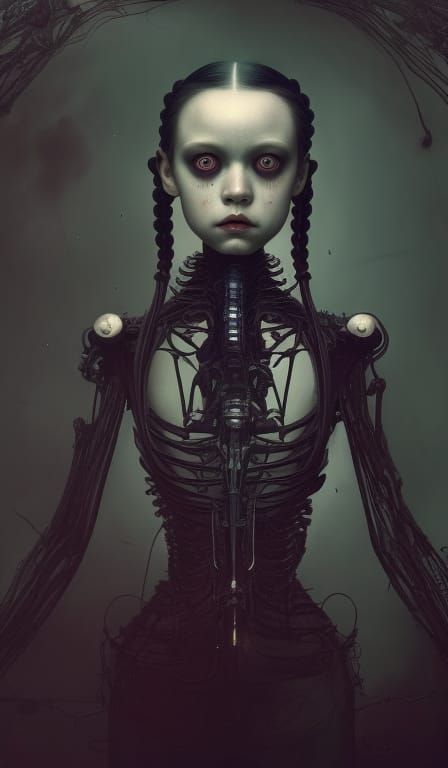 Jenna Ortega as Wednesday Addams: Biomechanical Illustration
