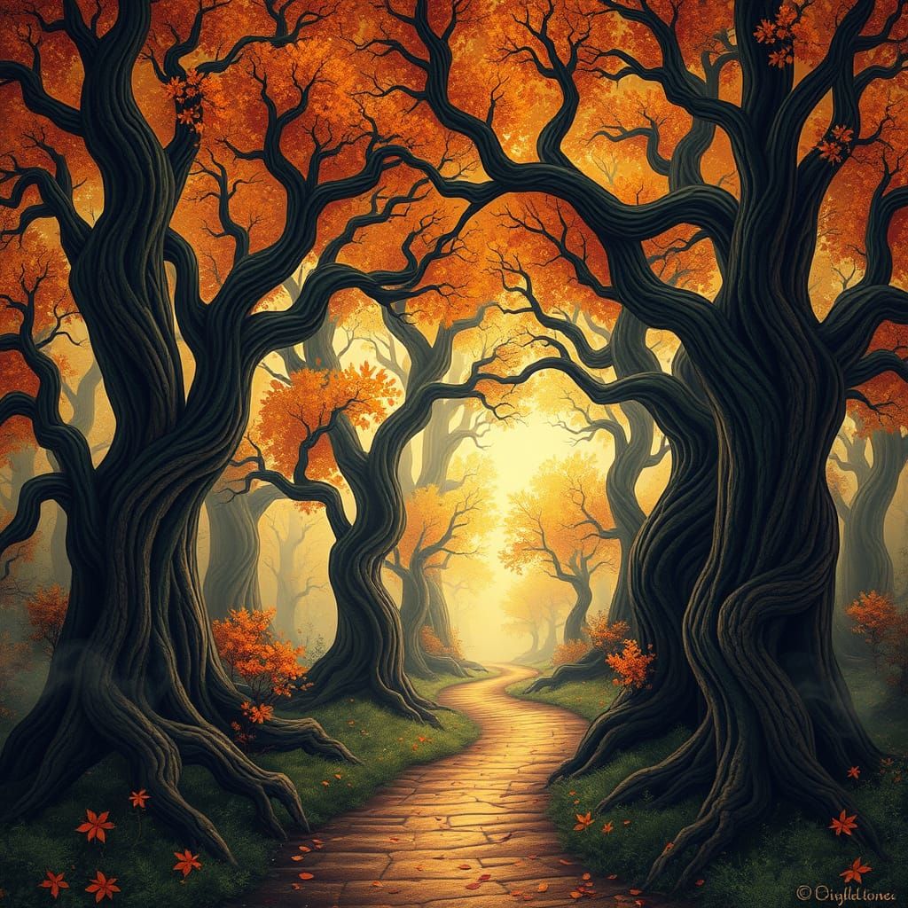 Whimsical Woodland Scene in Tim Burton Wes Anderson Style