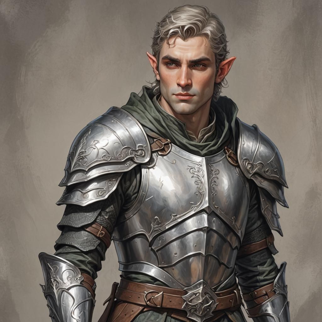 Handsome Elf Knight Portrait: Fantasy Character Art