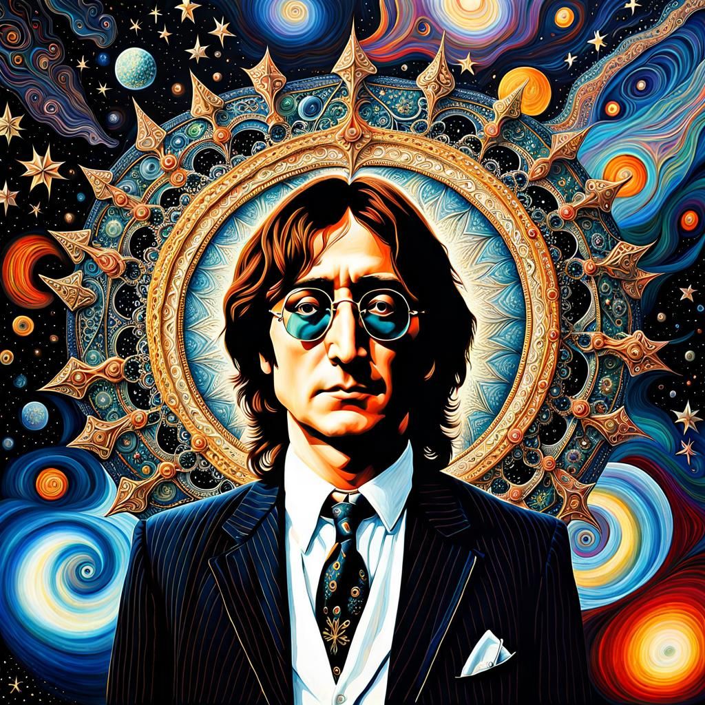 Surrealist painting of John Lennon who died OTD in 1980 😢